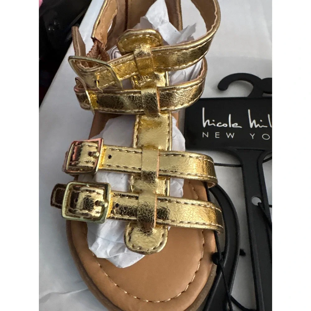 Nicole Miller New York Toddler Girls Gold Gladiator Sandals NGH18763-T Size 6